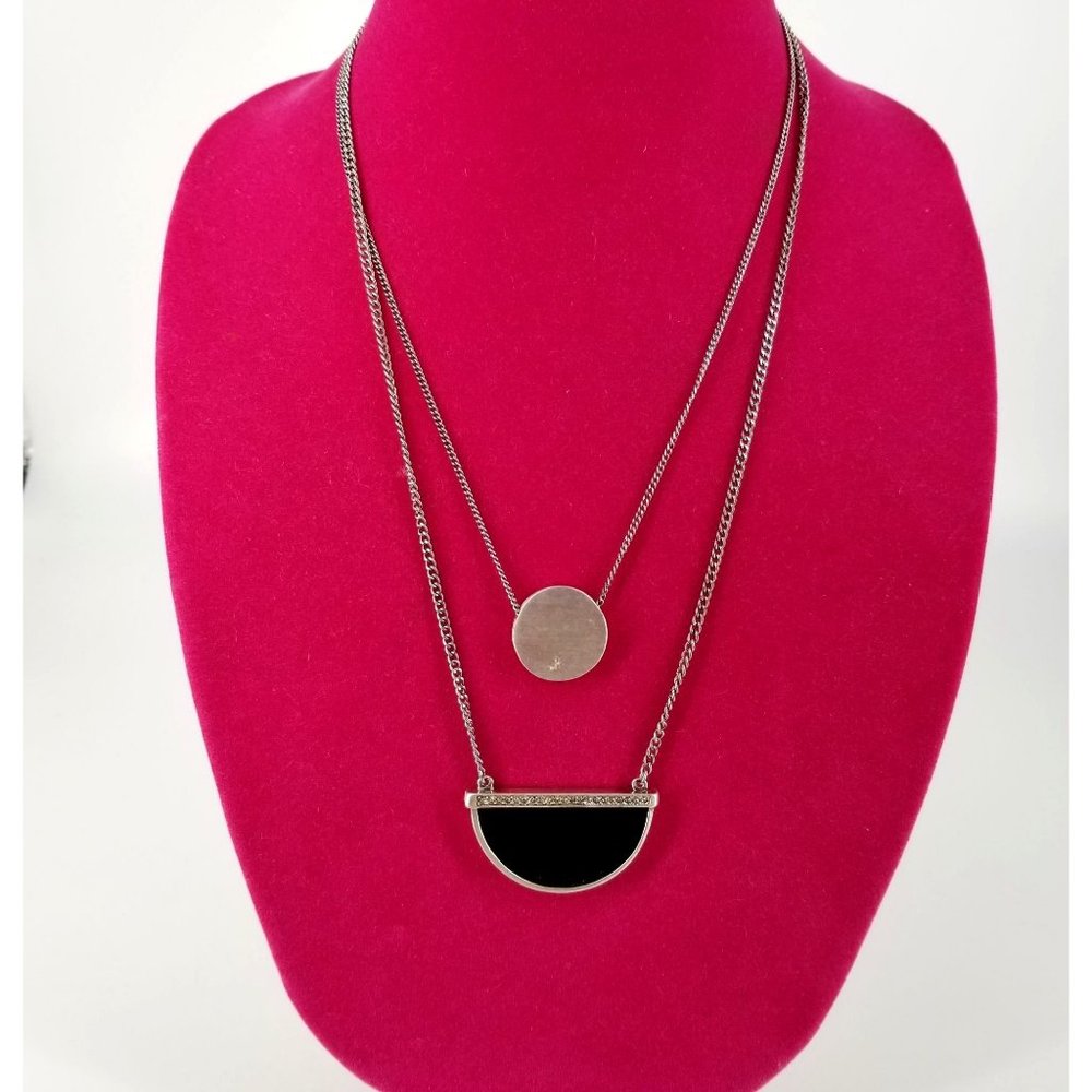 Lane Bryant Necklace Jewelry Black Silver Geometric 20" Gothic Punk Alt Cosplay